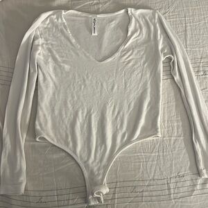White V neck bodysuit
